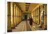 Myanmar. Monk Walks Down Hallway in Monastery-Brenda Tharp-Framed Photographic Print