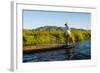 Myanmar. Shan State. Inle Lake. Intha Fisherman Rowing with His Foot-Inger Hogstrom-Framed Photographic Print