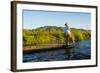Myanmar. Shan State. Inle Lake. Intha Fisherman Rowing with His Foot-Inger Hogstrom-Framed Photographic Print