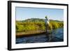 Myanmar. Shan State. Inle Lake. Intha Fisherman Rowing with His Foot-Inger Hogstrom-Framed Photographic Print