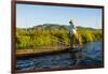 Myanmar. Shan State. Inle Lake. Intha Fisherman Rowing with His Foot-Inger Hogstrom-Framed Photographic Print