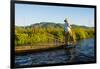 Myanmar. Shan State. Inle Lake. Intha Fisherman Rowing with His Foot-Inger Hogstrom-Framed Photographic Print