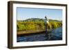 Myanmar. Shan State. Inle Lake. Intha Fisherman Rowing with His Foot-Inger Hogstrom-Framed Photographic Print