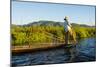 Myanmar. Shan State. Inle Lake. Intha Fisherman Rowing with His Foot-Inger Hogstrom-Mounted Photographic Print