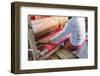 Myanmar. Shan State. Inle Lake. Ko Than Hlaing silk and lotus weaving center.-Inger Hogstrom-Framed Photographic Print