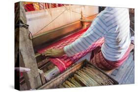 Myanmar. Shan State. Inle Lake. Ko Than Hlaing silk and lotus weaving center.-Inger Hogstrom-Stretched Canvas