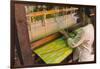 Myanmar. Shan State. Inle Lake. Woman weaving silk at a wooden loom.-Inger Hogstrom-Framed Photographic Print