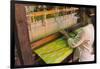 Myanmar. Shan State. Inle Lake. Woman weaving silk at a wooden loom.-Inger Hogstrom-Framed Photographic Print