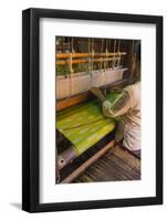 Myanmar. Shan State. Inle Lake. Woman weaving silk at a wooden loom.-Inger Hogstrom-Framed Photographic Print