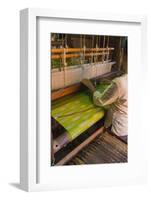 Myanmar. Shan State. Inle Lake. Woman weaving silk at a wooden loom.-Inger Hogstrom-Framed Photographic Print