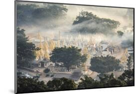 Myanmar, Shan State, Pindaya. Nget Pyaw Taw Pagoda at Sunrise, Elevated View-Matteo Colombo-Mounted Photographic Print