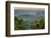 Myanmar. Shan State. Sunset over the Ridges of Haze-Filled Hills-Inger Hogstrom-Framed Photographic Print