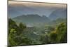 Myanmar. Shan State. Sunset over the Ridges of Haze-Filled Hills-Inger Hogstrom-Mounted Photographic Print