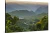 Myanmar. Shan State. Sunset over the Ridges of Haze-Filled Hills-Inger Hogstrom-Stretched Canvas