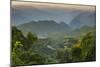 Myanmar. Shan State. Sunset over the Ridges of Haze-Filled Hills-Inger Hogstrom-Mounted Photographic Print