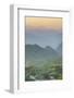 Myanmar. Shan State. Sunset over the Ridges of Haze-Filled Hills-Inger Hogstrom-Framed Photographic Print