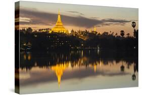 Myanmar, Yangon. Dusk Falls on Shwedagon Pagoda-Brenda Tharp-Stretched Canvas