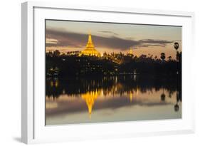 Myanmar, Yangon. Dusk Falls on Shwedagon Pagoda-Brenda Tharp-Framed Photographic Print