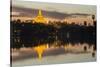 Myanmar, Yangon. Dusk Falls on Shwedagon Pagoda-Brenda Tharp-Stretched Canvas