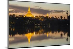 Myanmar, Yangon. Dusk Falls on Shwedagon Pagoda-Brenda Tharp-Mounted Photographic Print