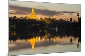 Myanmar, Yangon. Dusk Falls on Shwedagon Pagoda-Brenda Tharp-Mounted Premium Photographic Print