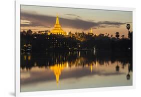 Myanmar, Yangon. Dusk Falls on Shwedagon Pagoda-Brenda Tharp-Framed Photographic Print