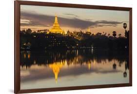 Myanmar, Yangon. Dusk Falls on Shwedagon Pagoda-Brenda Tharp-Framed Photographic Print