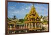 Myanmar. Yangon. Kyay Thone Pagoda. Buddhist Flags in the Breeze-Inger Hogstrom-Framed Photographic Print