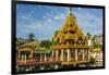 Myanmar. Yangon. Kyay Thone Pagoda. Buddhist Flags in the Breeze-Inger Hogstrom-Framed Photographic Print