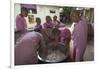 Myanmar, Yangon. Nuns Serving Rice from a Huge Rice Pot at a Female Monastery-Brenda Tharp-Framed Photographic Print