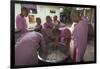 Myanmar, Yangon. Nuns Serving Rice from a Huge Rice Pot at a Female Monastery-Brenda Tharp-Framed Photographic Print
