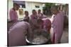 Myanmar, Yangon. Nuns Serving Rice from a Huge Rice Pot at a Female Monastery-Brenda Tharp-Stretched Canvas
