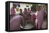 Myanmar, Yangon. Nuns Serving Rice from a Huge Rice Pot at a Female Monastery-Brenda Tharp-Framed Stretched Canvas