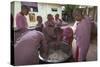 Myanmar, Yangon. Nuns Serving Rice from a Huge Rice Pot at a Female Monastery-Brenda Tharp-Stretched Canvas