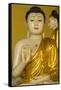 Myanmar. Yangon. Shwedagon Pagoda. Buddha in the Discussion Mudra-Inger Hogstrom-Framed Stretched Canvas