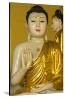 Myanmar. Yangon. Shwedagon Pagoda. Buddha in the Discussion Mudra-Inger Hogstrom-Stretched Canvas