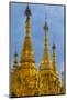 Myanmar. Yangon. Shwedagon Pagoda. Golden Spires Gleam at Twilight-Inger Hogstrom-Mounted Photographic Print