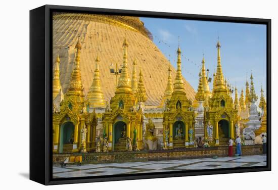 Myanmar. Yangon. Shwedagon Pagoda. Locals Lighting Candles-Inger Hogstrom-Framed Stretched Canvas