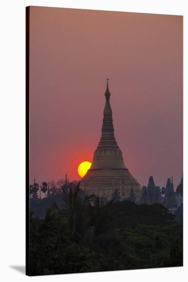 Myanmar, Yangon. Shwedagon Temple at Sunset-Jaynes Gallery-Stretched Canvas