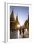 Myanmar, Yangon. Two Buddhist Monks Walking Inside Shwedagon Pagoda Complex at Sunset (Mr)-Matteo Colombo-Framed Photographic Print