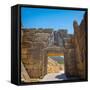 Mycenae, Argolis, Peloponnese, Greece. The Lion Gate, dating from the 13th century BC, set into...-null-Framed Stretched Canvas