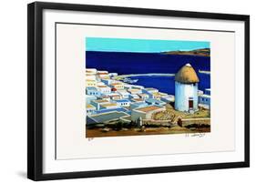 Myconos : Moulin sur les hauteurs-Jean Claude Quilici-Framed Limited Edition