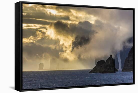 Mykines Coastline at Sunrise, Faroes, Denmark, Europe-Michael Nolan-Framed Stretched Canvas