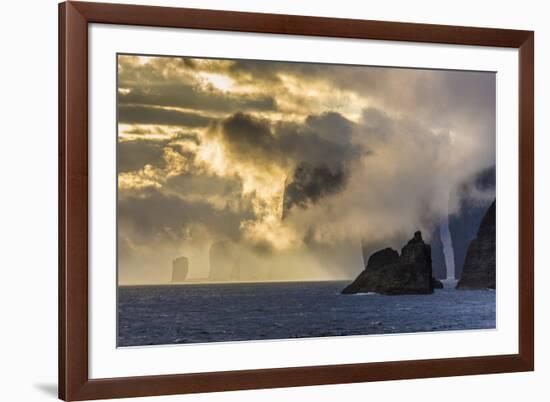 Mykines Coastline at Sunrise, Faroes, Denmark, Europe-Michael Nolan-Framed Photographic Print