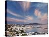 Mykonos Harbor at Sunset, Mykonos, Greece-Adam Jones-Stretched Canvas