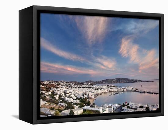 Mykonos Harbor at Sunset, Mykonos, Greece-Adam Jones-Framed Stretched Canvas