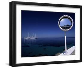 Mykonos Harbor Through Mirror, Greece-Walter Bibikow-Framed Photographic Print