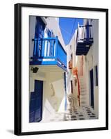 Mykonos, Mykonos Town, a Narrow Street in the Old Town,Cyclades Islands, Greece-Fraser Hall-Framed Photographic Print