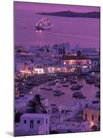 Mykonos Town at Night, Mykonos, Greece-Walter Bibikow-Mounted Premium Photographic Print