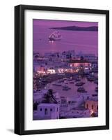 Mykonos Town at Night, Mykonos, Greece-Walter Bibikow-Framed Photographic Print